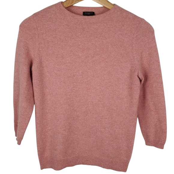 Talbots Sweaters - Talbots Women's Cashmere Crewneck Sweater in Soft Pink. 3/4 Sleeves. MP. K126